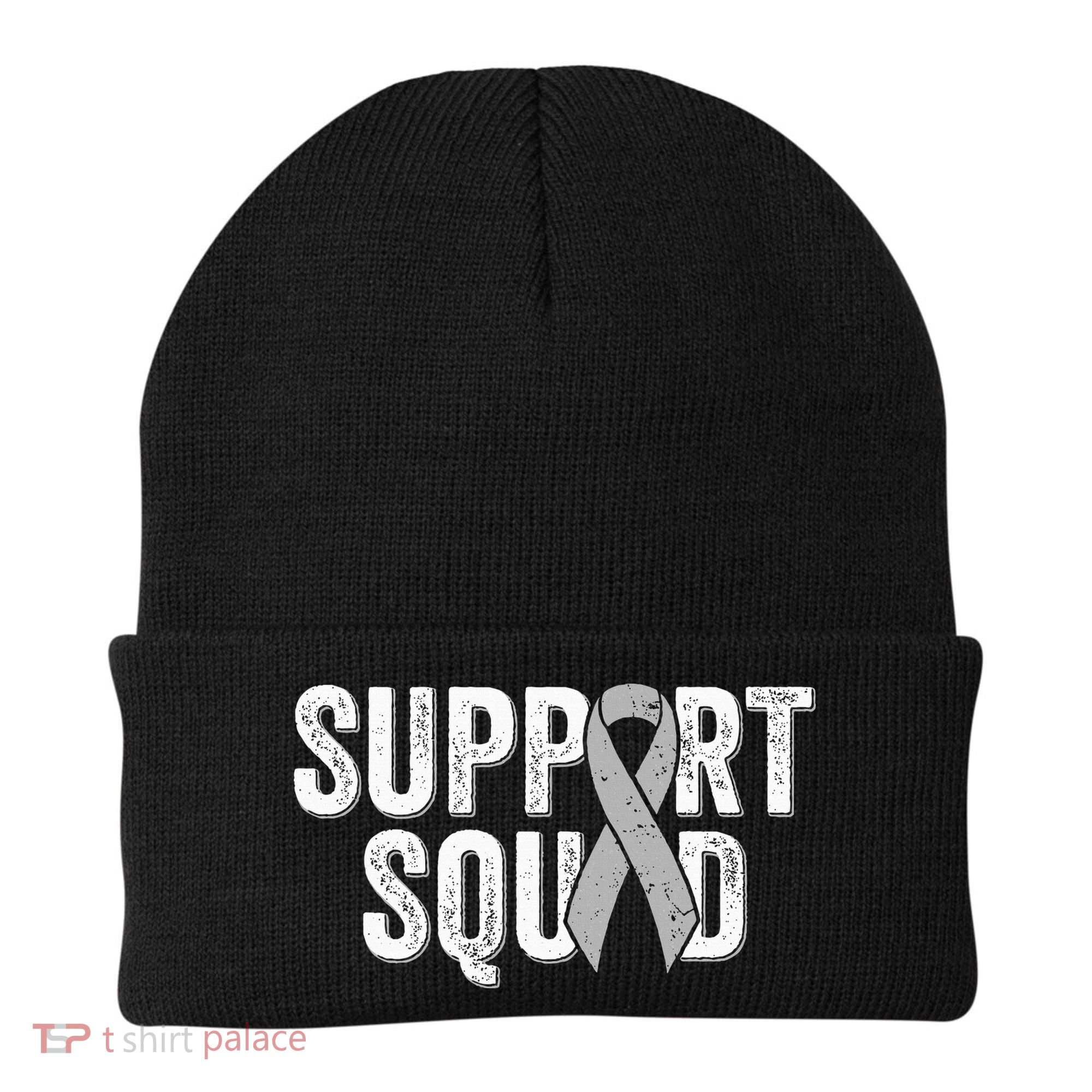 Brain Cancer Support Squad Friend Family Support Ribbon Beanie