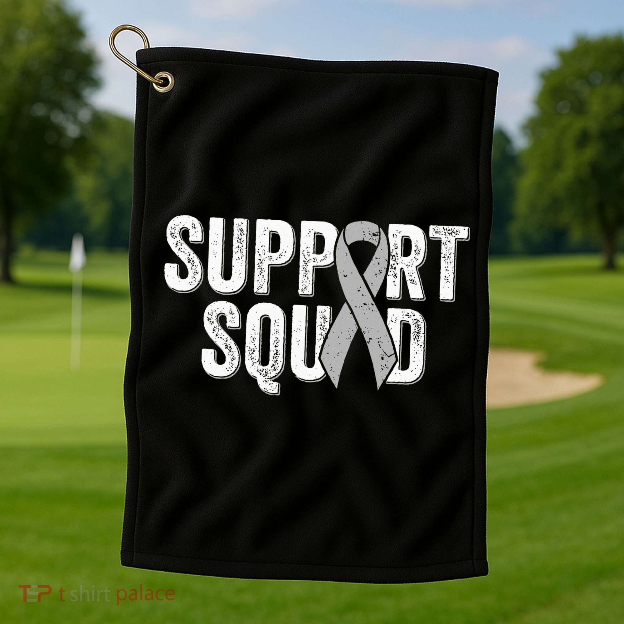 Brain Cancer Support Squad Friend Family Support Ribbon Golf Towel