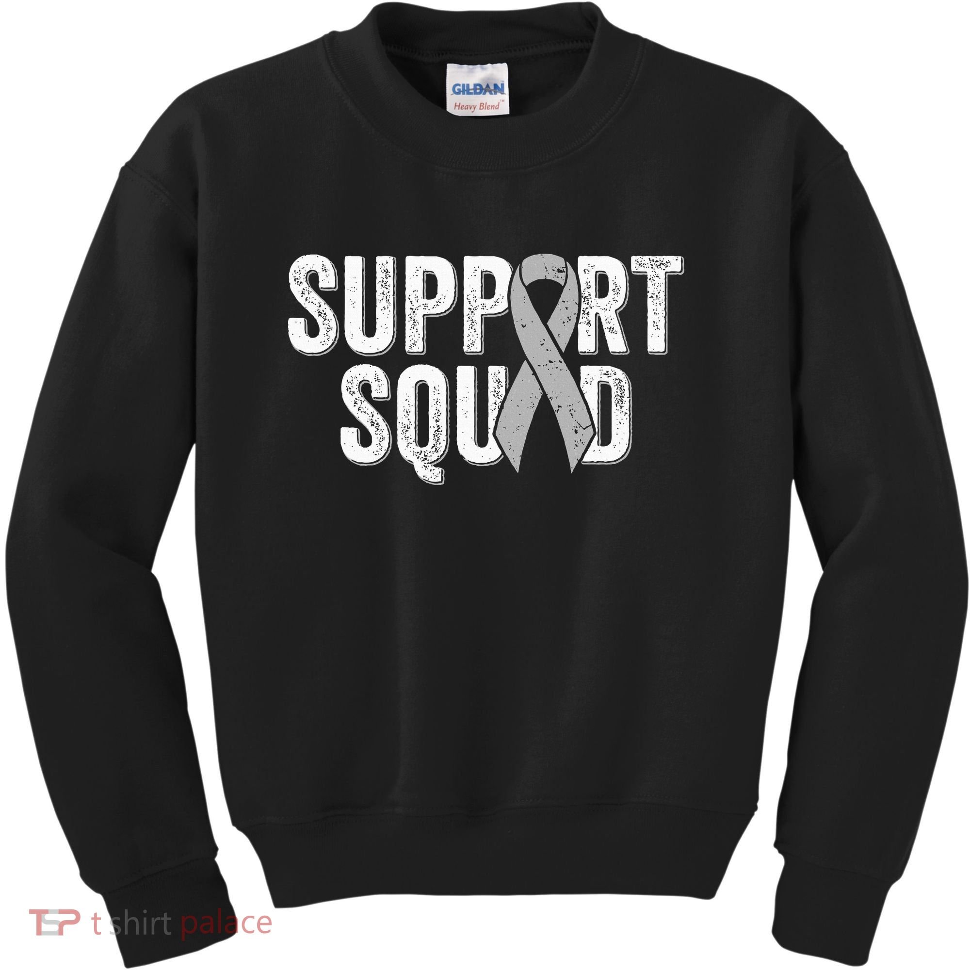 Brain Cancer Support Squad Friend Family Support Ribbon Kids Sweatshirt