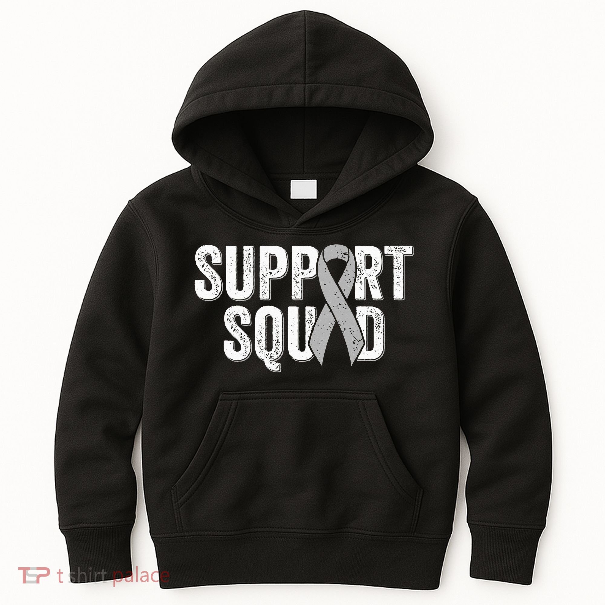 Brain Cancer Support Squad Friend Family Support Ribbon Kids Hoodie