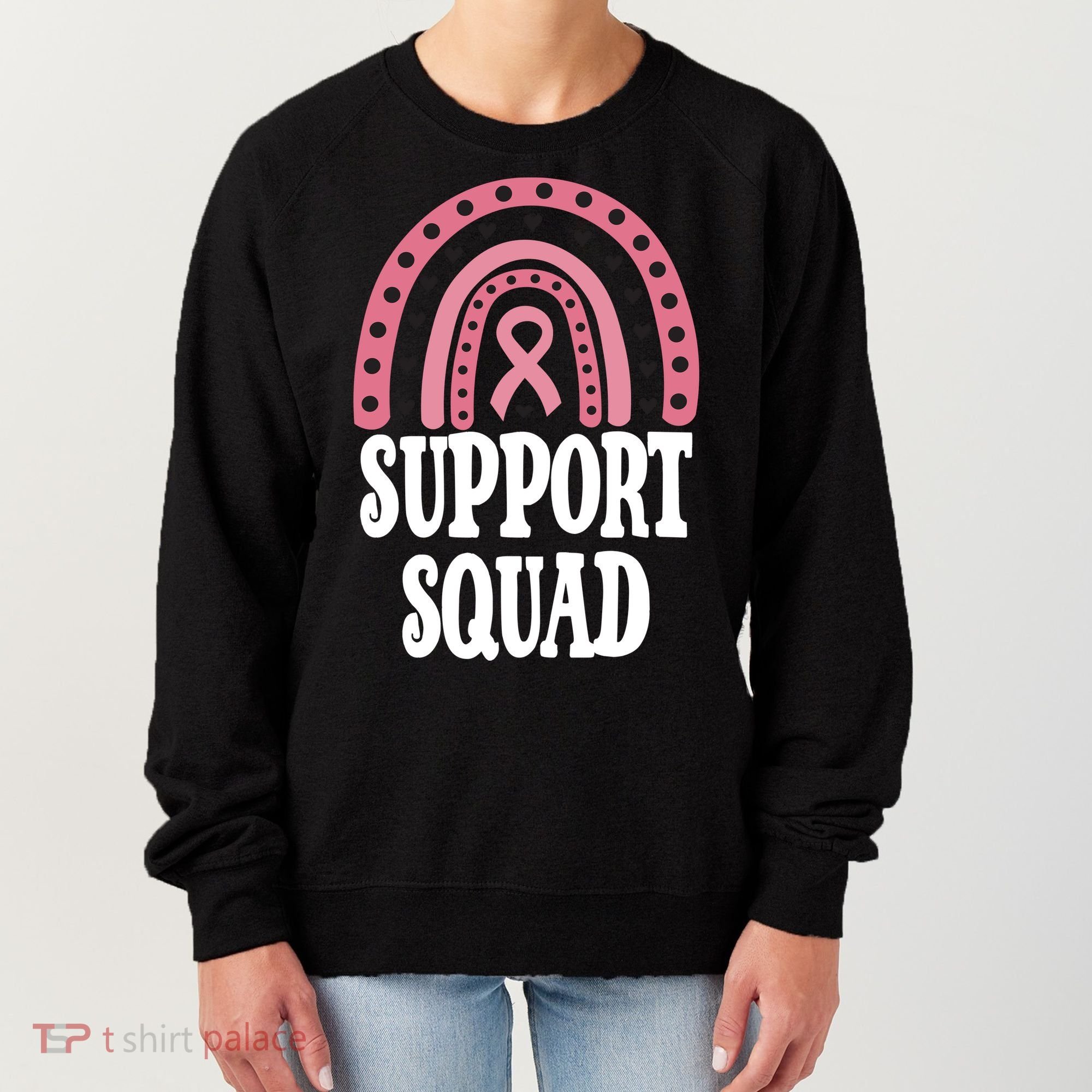 Breast Cancer Support Squad Rainbow Ribbon Women's Sweatshirt