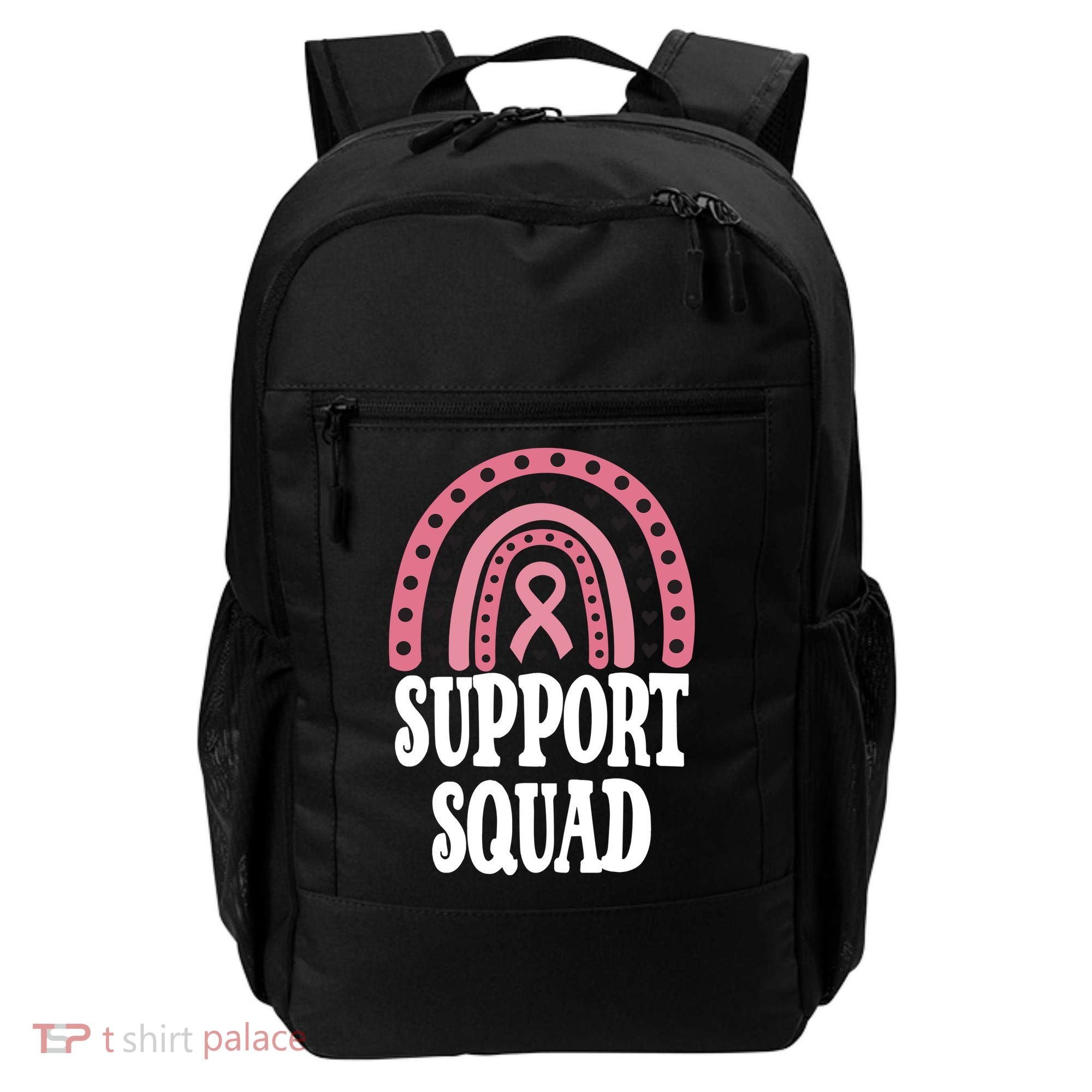 Breast Cancer Support Squad Rainbow Ribbon Backpack
