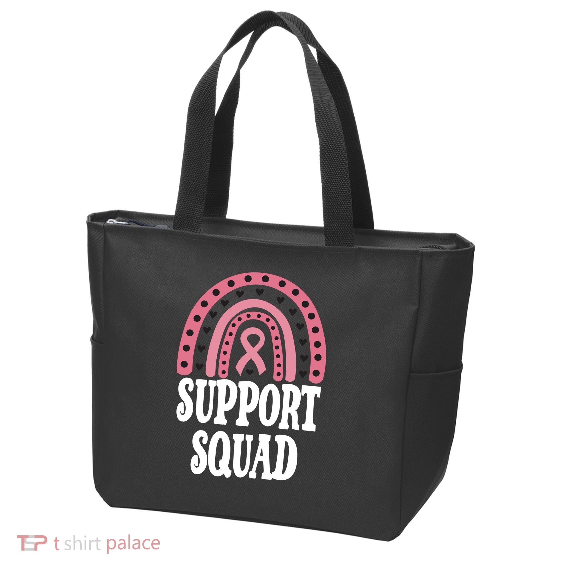 Breast Cancer Support Squad Rainbow Ribbon Tote Bag