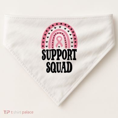 Breast Cancer Support Squad Rainbow Ribbon USA-Made Doggie Bandana