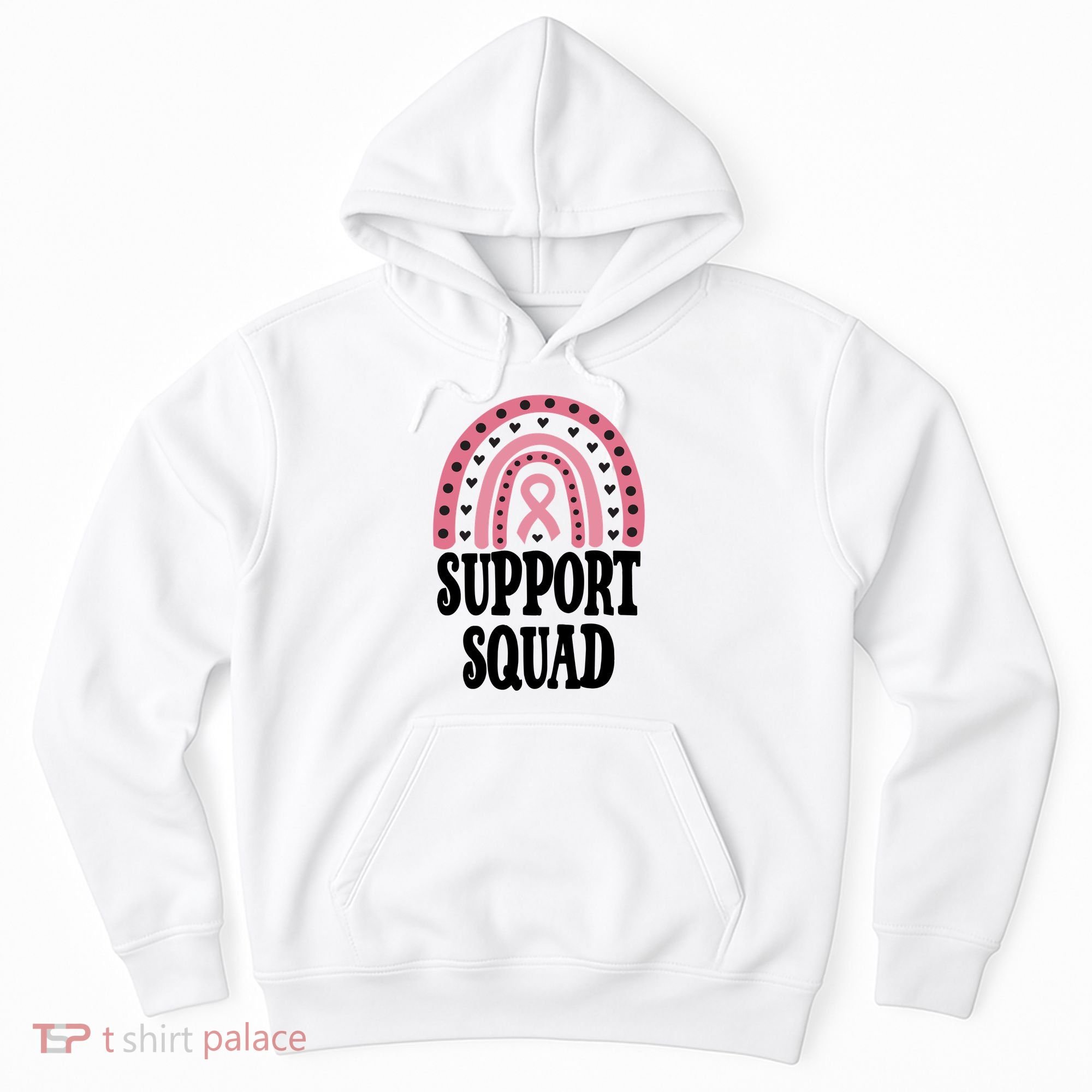 Breast Cancer Support Squad Rainbow Ribbon Hoodie