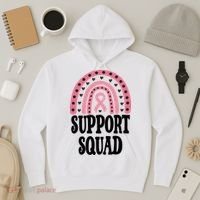 Breast Cancer Support Squad Rainbow Ribbon Hoodie thumb 3