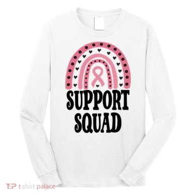 Breast Cancer Support Squad Rainbow Ribbon Long Sleeve Shirt