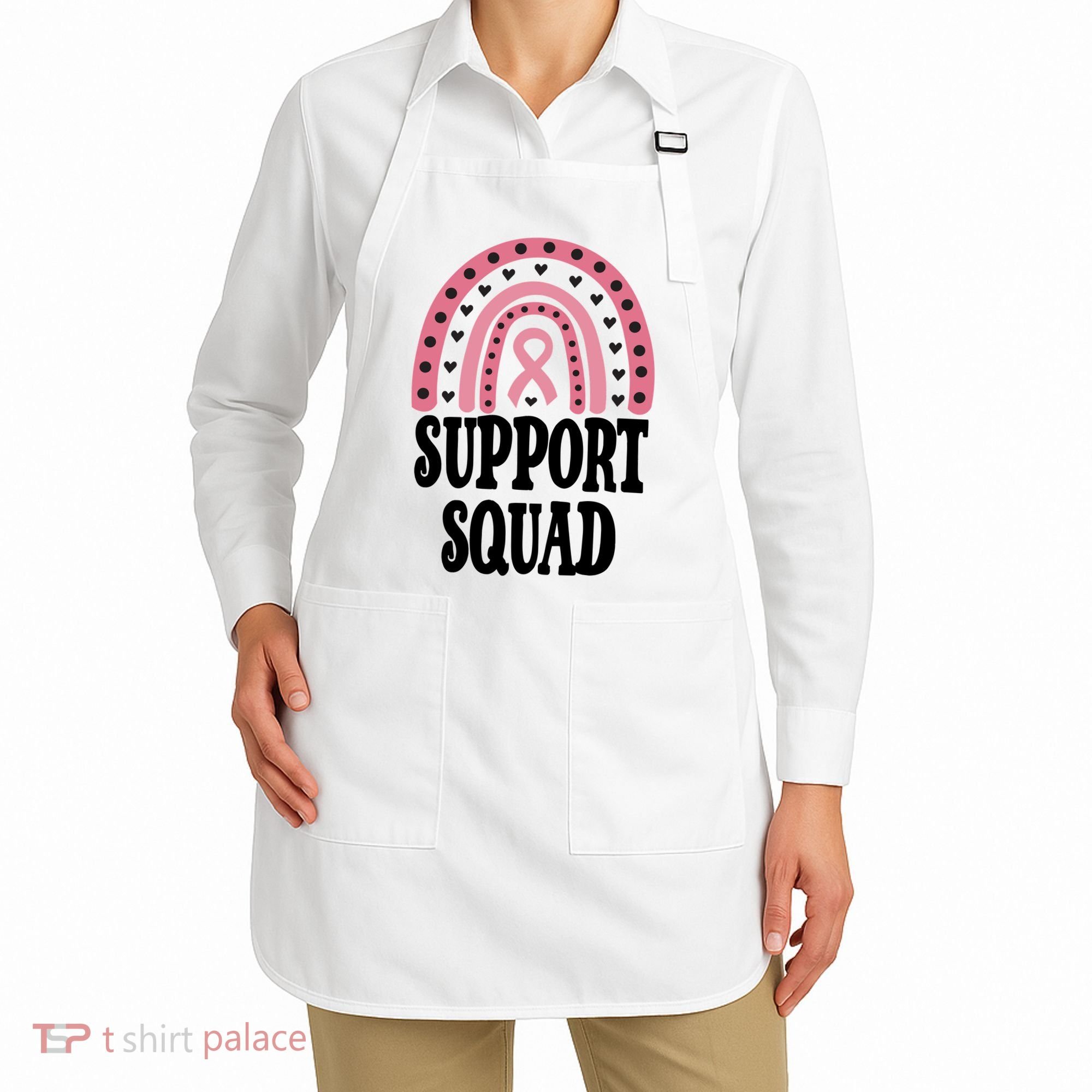 Breast Cancer Support Squad Rainbow Ribbon Apron