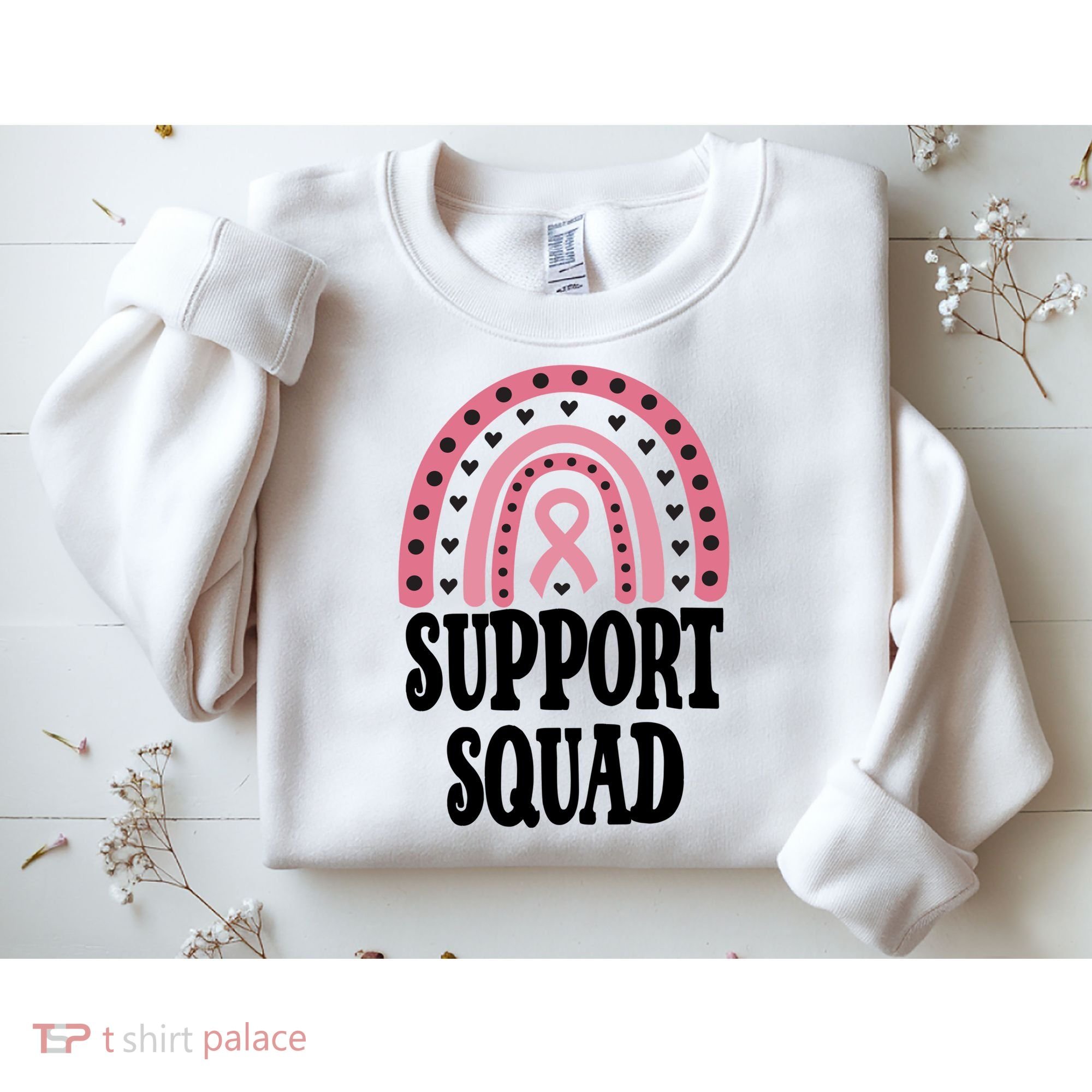 Breast Cancer Support Squad Rainbow Ribbon Sweatshirt