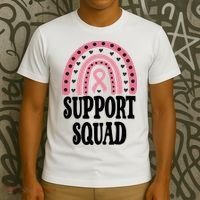 Breast Cancer Support Squad Rainbow Ribbon T-Shirt thumb 3