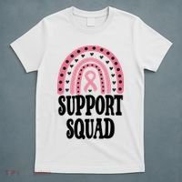 Breast Cancer Support Squad Rainbow Ribbon T-Shirt thumb 5