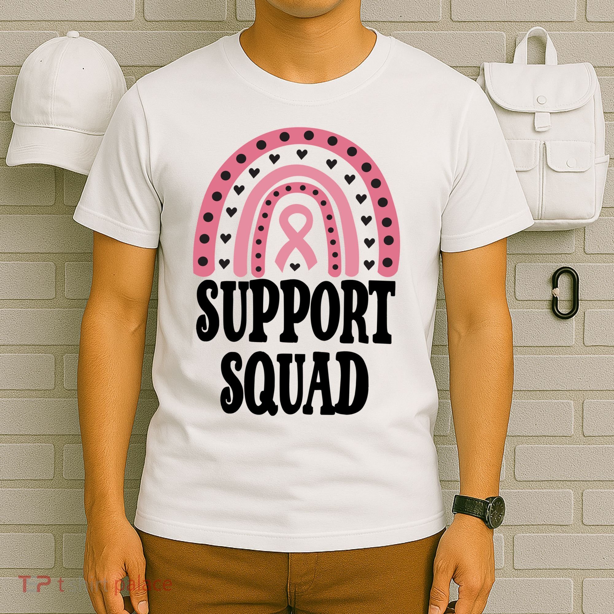 Breast Cancer Support Squad Rainbow Ribbon T-Shirt