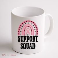 Breast Cancer Support Squad Rainbow Ribbon Coffee Mug thumb 1