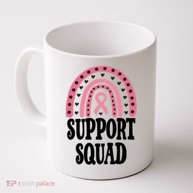 Breast Cancer Support Squad Rainbow Ribbon Coffee Mug