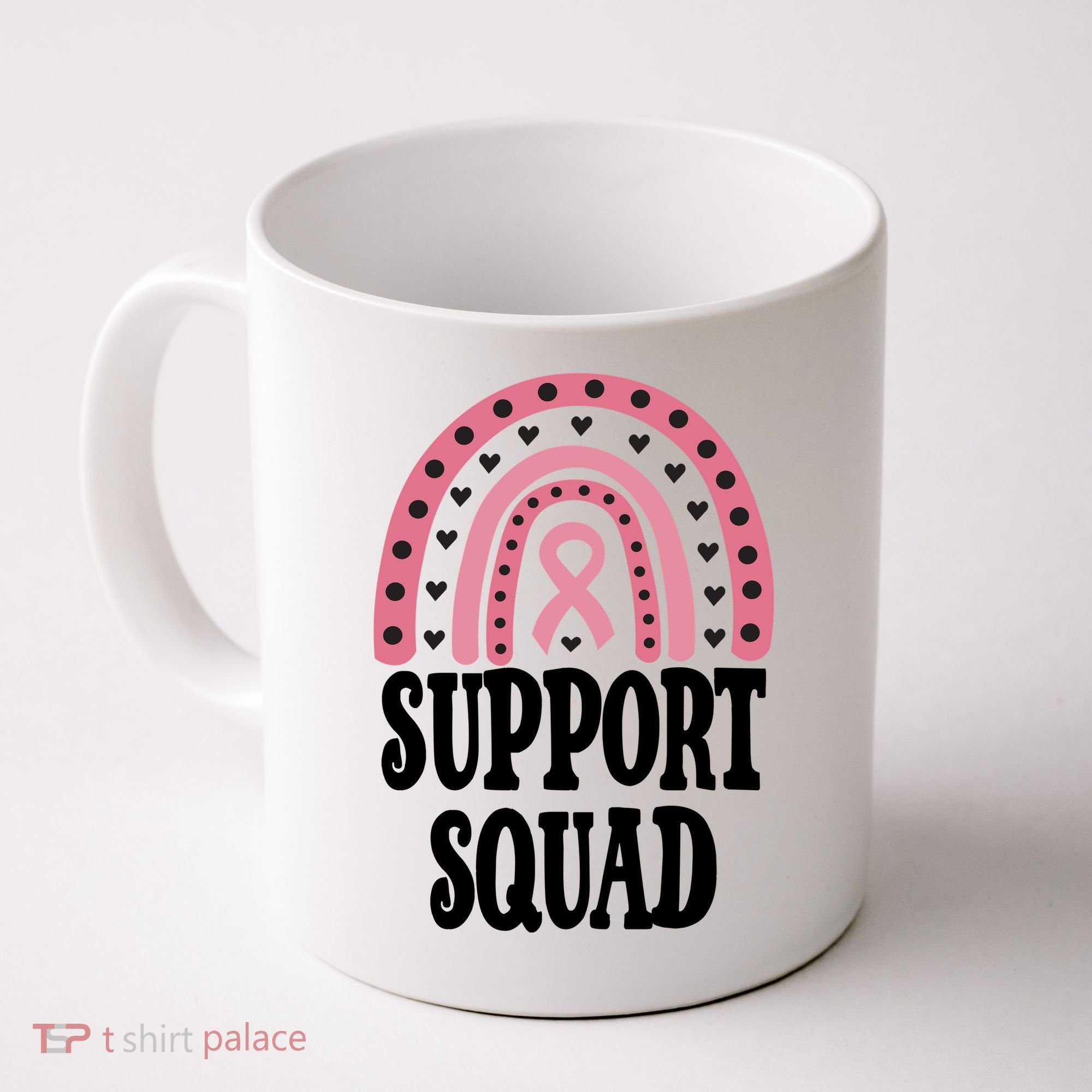 Breast Cancer Support Squad Rainbow Ribbon Coffee Mug