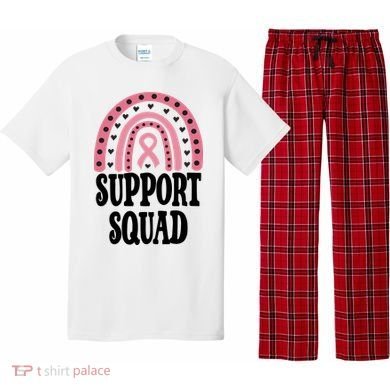 Breast Cancer Support Squad Rainbow Ribbon Pajama Set