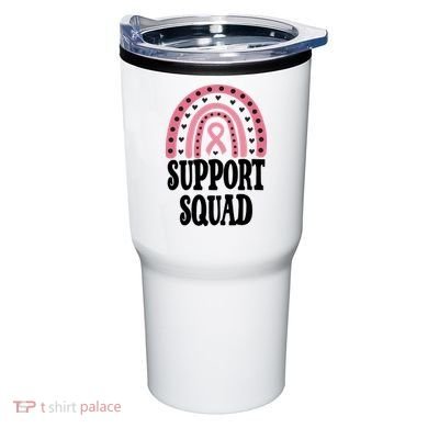 Breast Cancer Support Squad Rainbow Ribbon Tumbler
