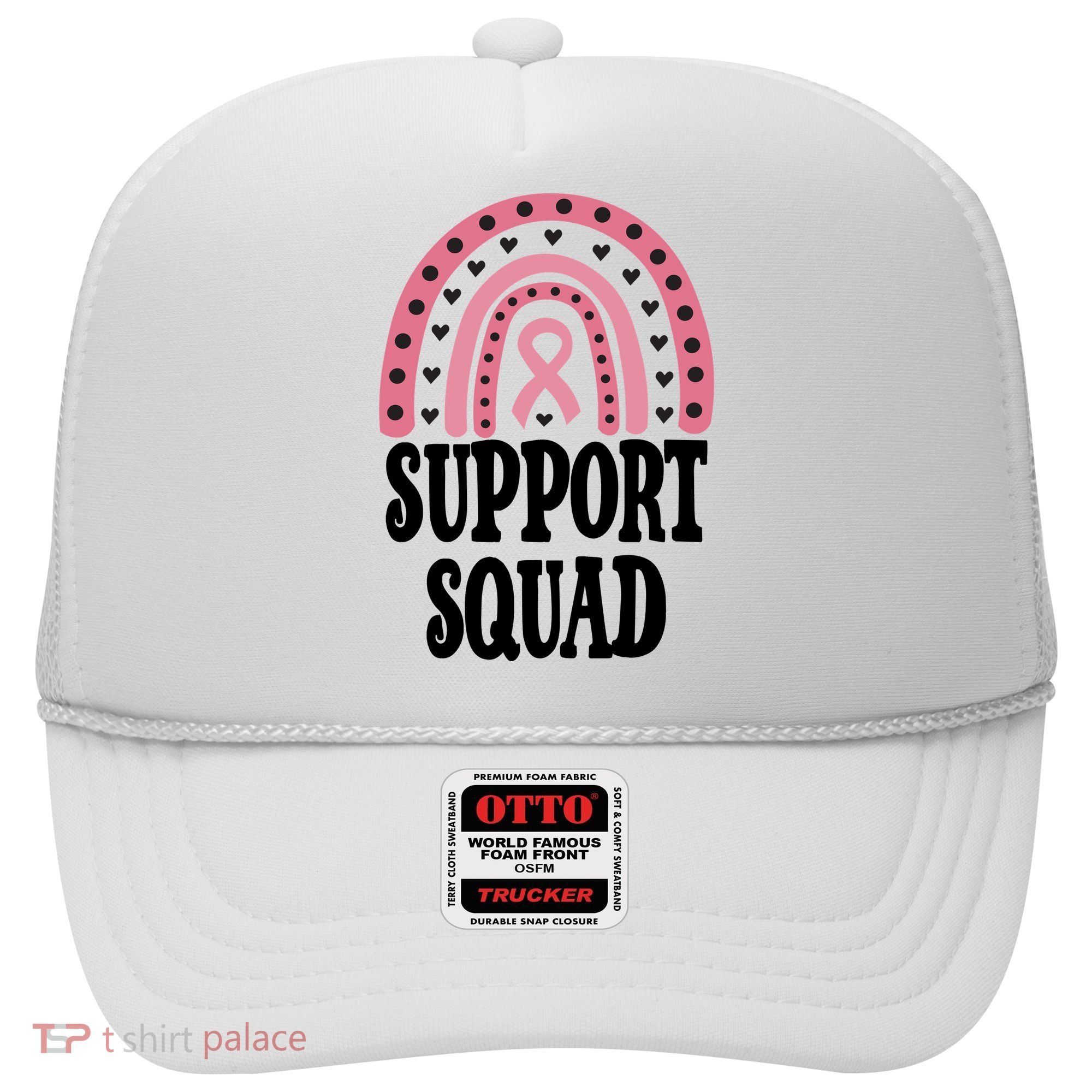 Breast Cancer Support Squad Rainbow Ribbon Hat