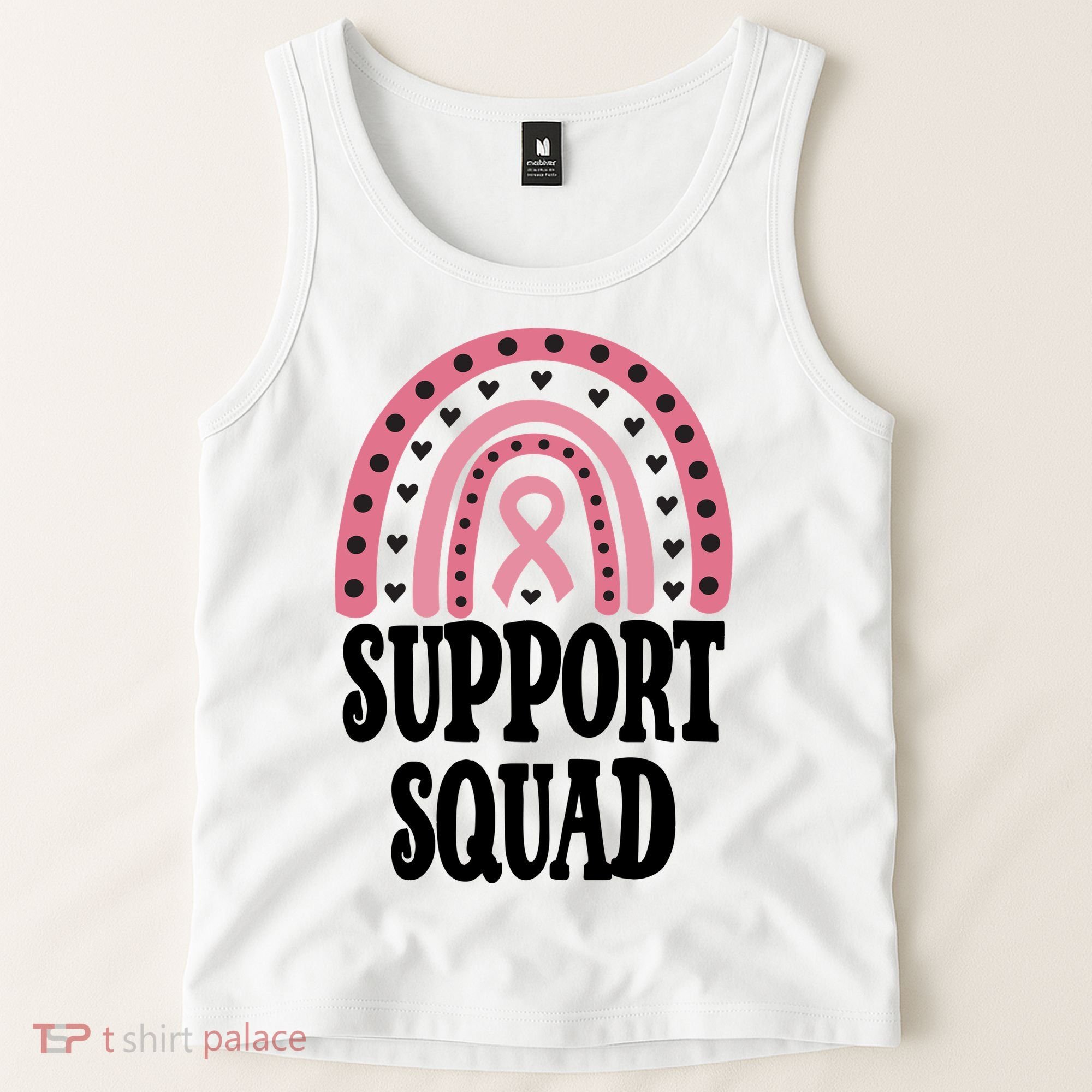 Breast Cancer Support Squad Rainbow Ribbon Tank Top