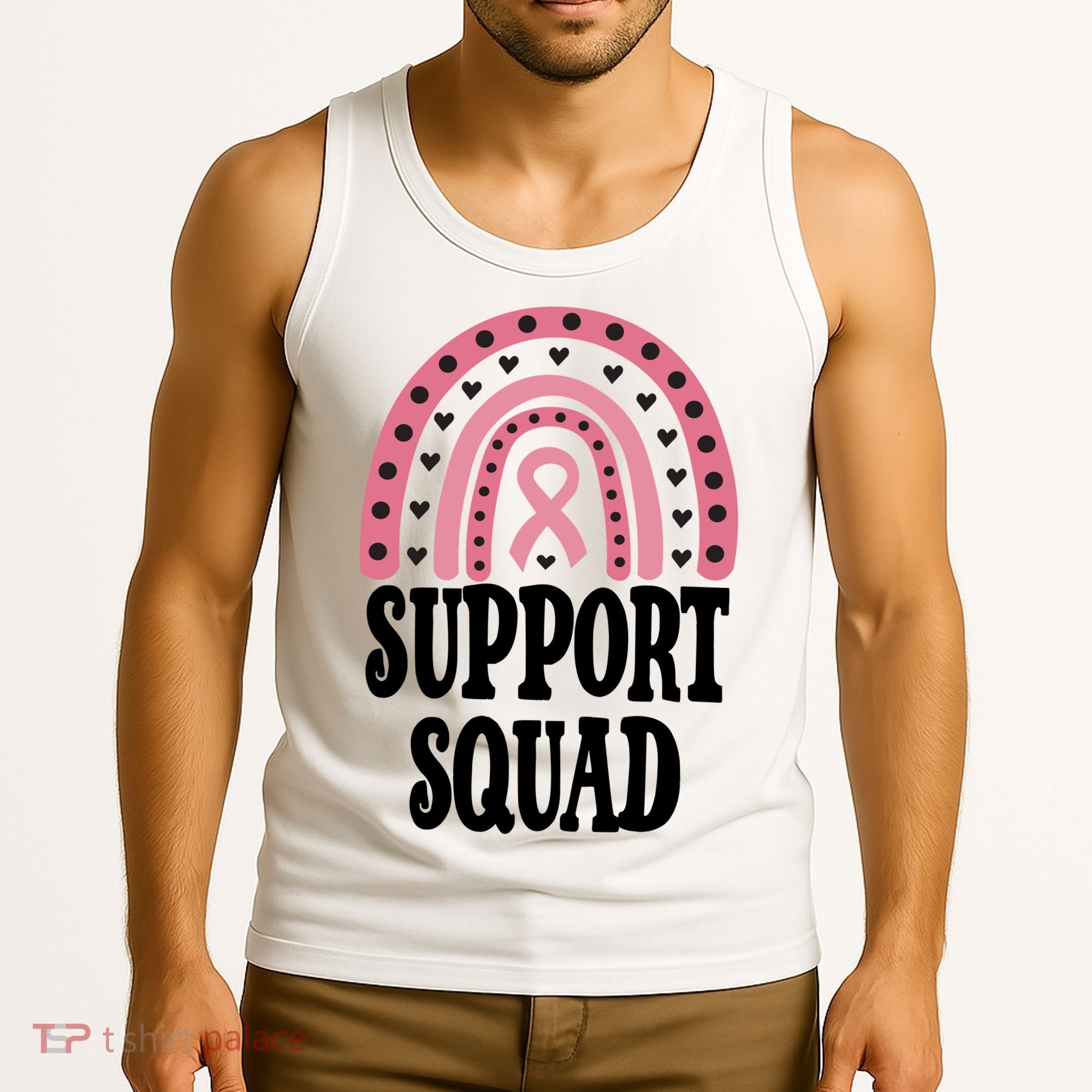 Breast Cancer Support Squad Rainbow Ribbon Tank Top
