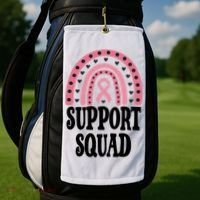 Breast Cancer Support Squad Rainbow Ribbon Golf Towel thumb 2