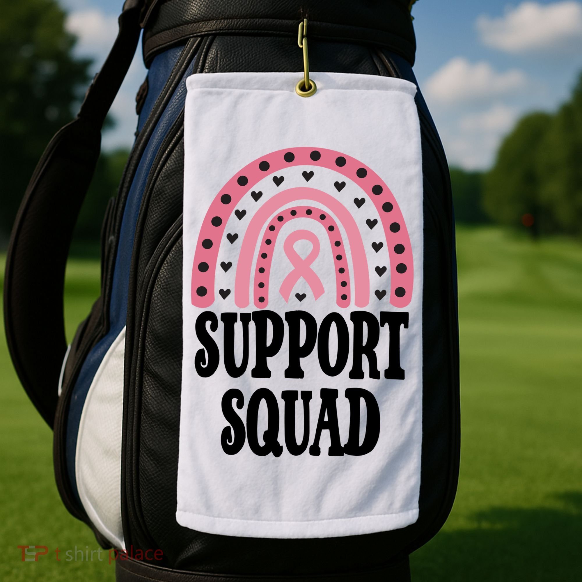 Breast Cancer Support Squad Rainbow Ribbon Golf Towel