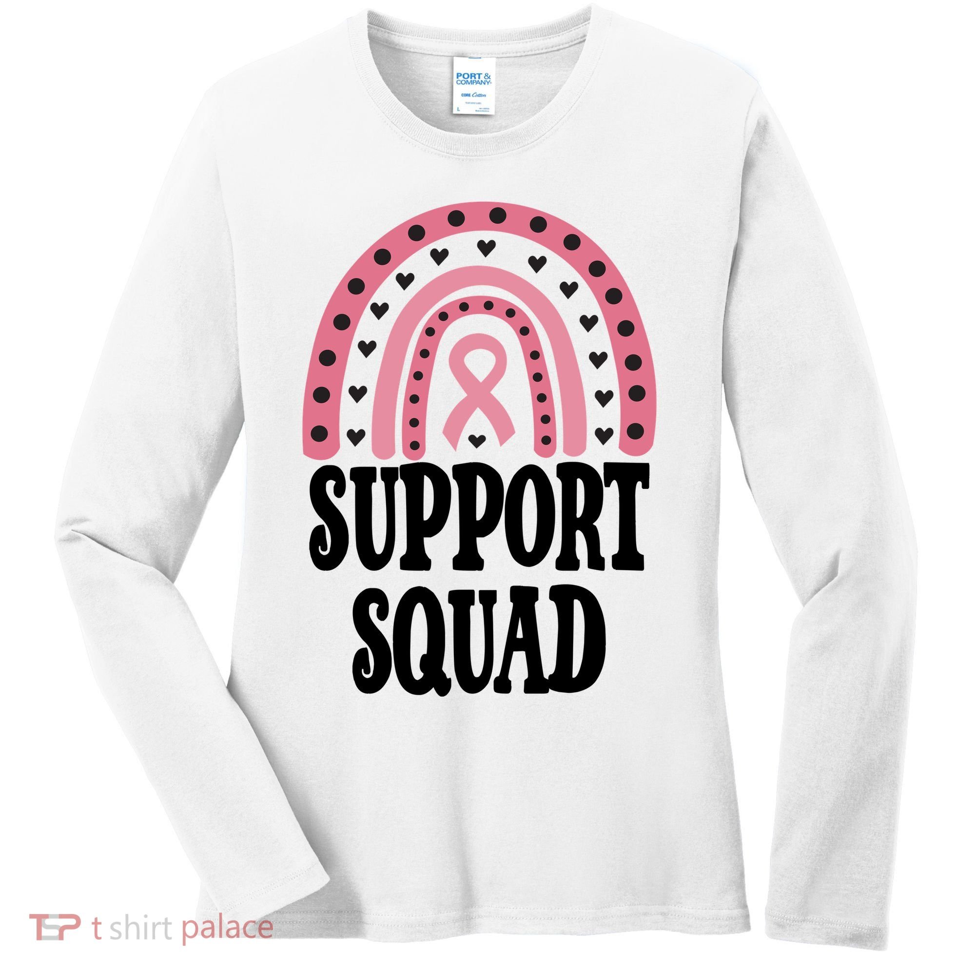 Breast Cancer Support Squad Rainbow Ribbon Women's Long Sleeve Shirt