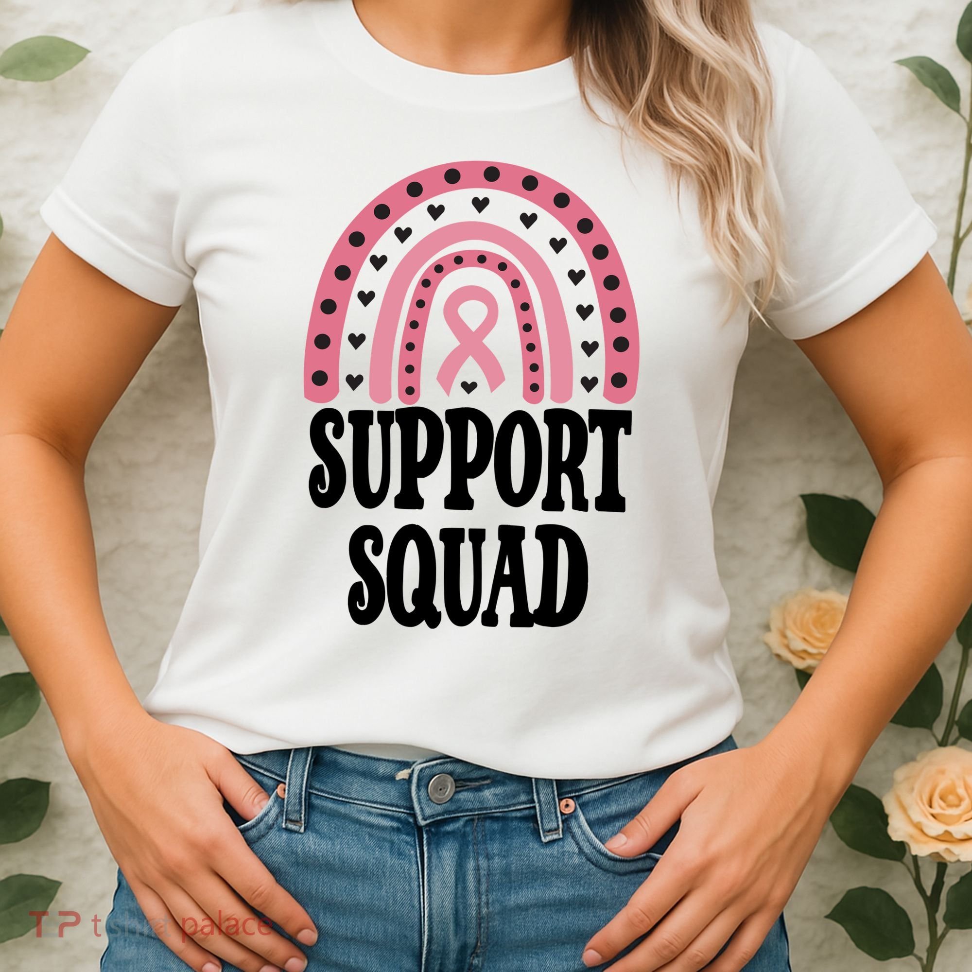Breast Cancer Support Squad Rainbow Ribbon Women's T-Shirt