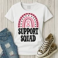 Breast Cancer Support Squad Rainbow Ribbon Women's T-Shirt thumb 3