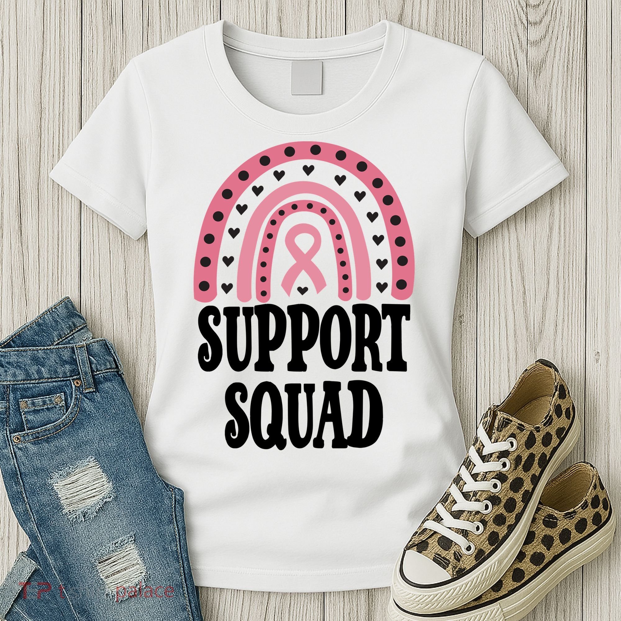 Breast Cancer Support Squad Rainbow Ribbon Women's T-Shirt