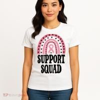 Breast Cancer Support Squad Rainbow Ribbon Women's T-Shirt thumb 4