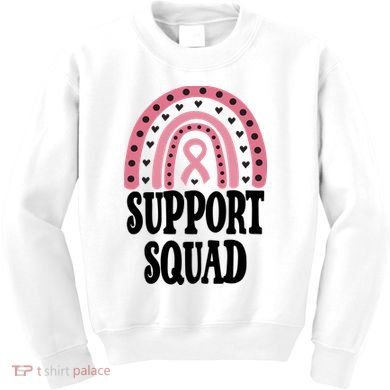 Breast Cancer Support Squad Rainbow Ribbon Kids Sweatshirt