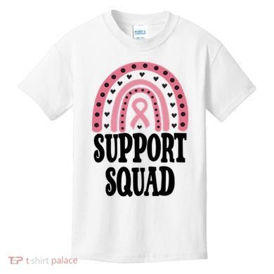 Breast Cancer Support Squad Rainbow Ribbon Kids T-Shirt