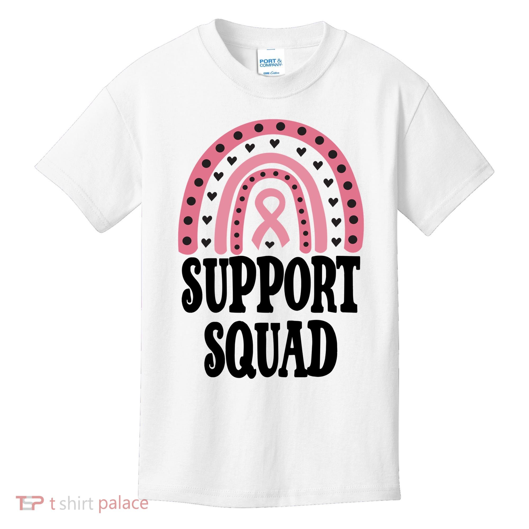 Breast Cancer Support Squad Rainbow Ribbon Kids T-Shirt