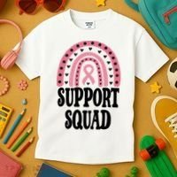 Breast Cancer Support Squad Rainbow Ribbon Kids T-Shirt thumb 3