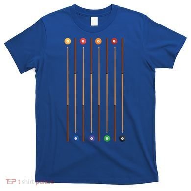 Biliard Cue Stick And 8 Pool Balls Awesome Game Cute Gift T-Shirt