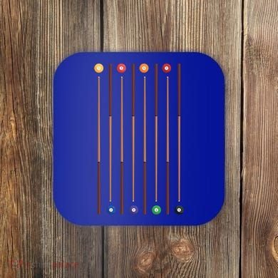 Biliard Cue Stick And 8 Pool Balls Awesome Game Cute Gift Coaster