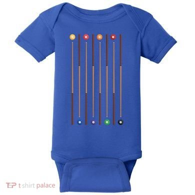 Biliard Cue Stick And 8 Pool Balls Awesome Game Cute Gift Baby Bodysuit