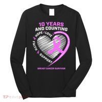 Breast Cancer Survivor 10 Year For Women Cancer Long Sleeve Shirt thumb 0