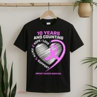 Breast Cancer Survivor 10 Year For Women Cancer T-Shirt thumb 2