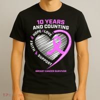 Breast Cancer Survivor 10 Year For Women Cancer T-Shirt thumb 3