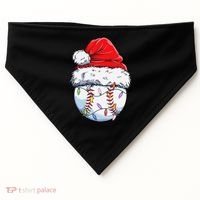 Baseball Christmas Santa Hat Funny Baseball Xmas Holiday  USA-Made Doggie Bandana thumb 0