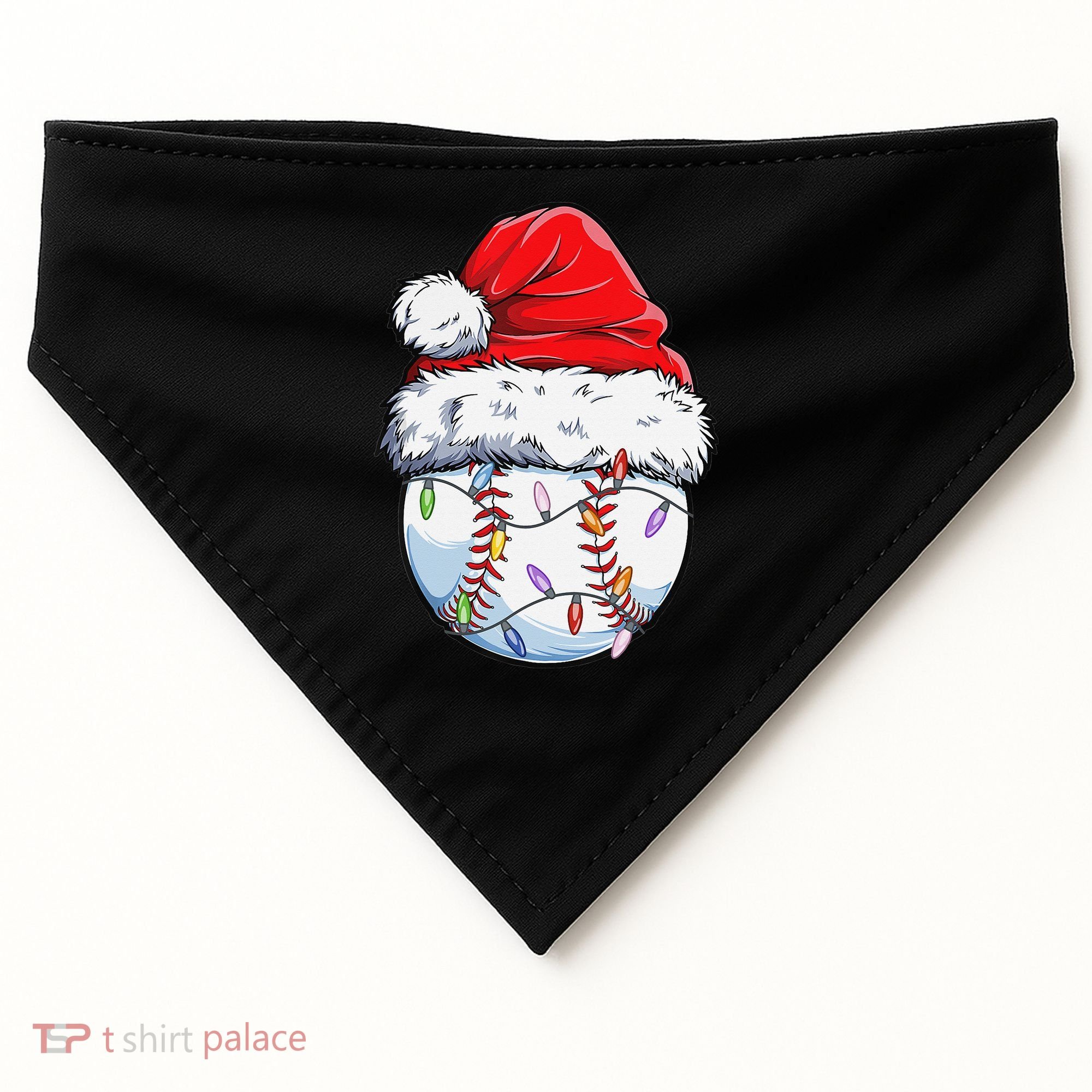 Baseball Christmas Santa Hat Funny Baseball Xmas Holiday  USA-Made Doggie Bandana
