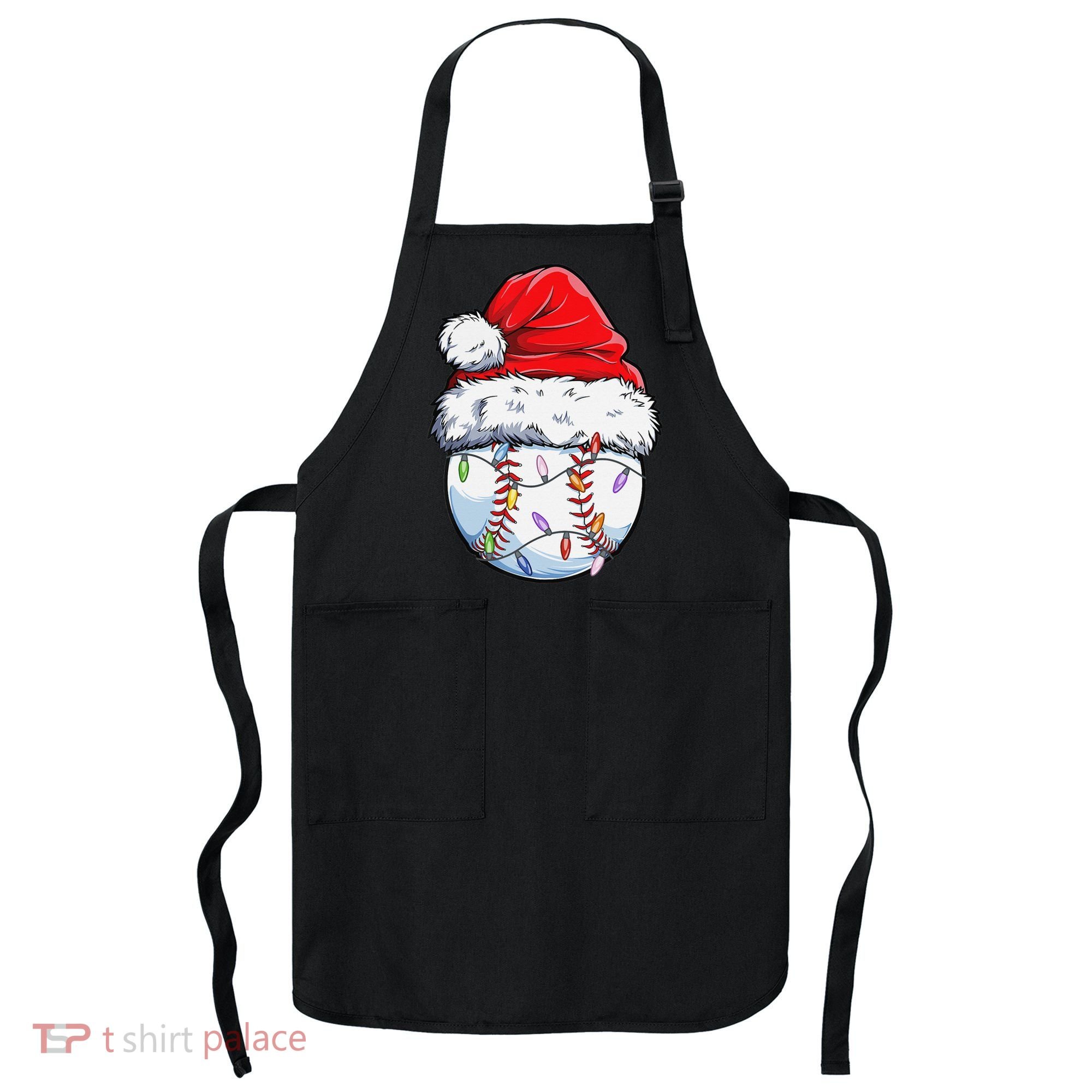 Baseball Christmas Santa Hat Funny Baseball Xmas Holiday  Apron