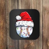 Baseball Christmas Santa Hat Funny Baseball Xmas Holiday  Coaster thumb 0