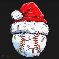 Baseball Christmas Santa Hat Funny Baseball Xmas Holiday  Women's Hoodie thumb 2
