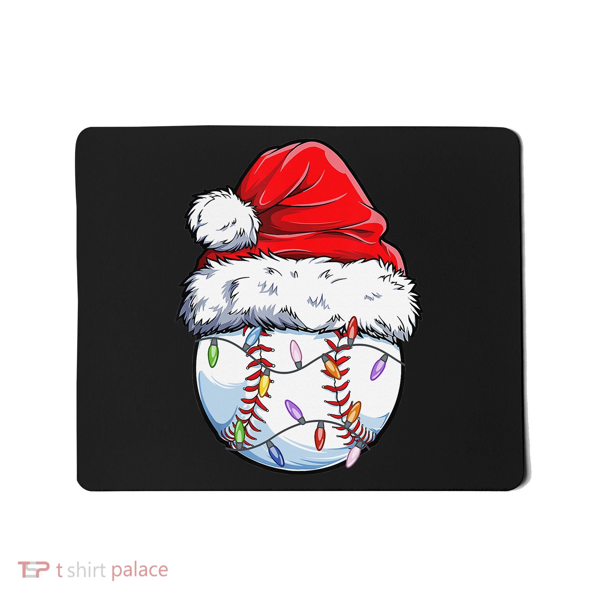 Baseball Christmas Santa Hat Funny Baseball Xmas Holiday  Mousepad