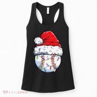 Baseball Christmas Santa Hat Funny Baseball Xmas Holiday  Women's Tank Top thumb 0