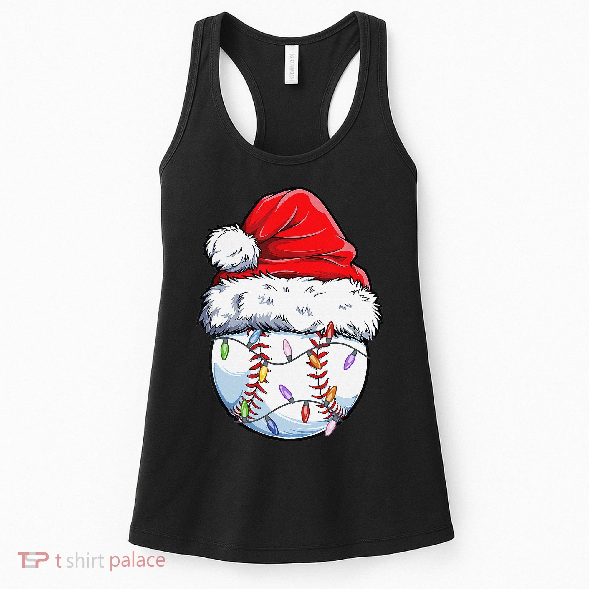 Baseball Christmas Santa Hat Funny Baseball Xmas Holiday  Women's Tank Top