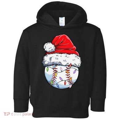 Baseball Christmas Santa Hat Funny Baseball Xmas Holiday  Toddler Hoodie